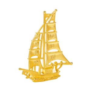 黃金帆船擺件一帆風順足金擺件禮品收藏禮物68g