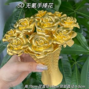 首頁產品 手捧花玫瑰花黄金999擺件把件訂婚求婚結婚禮物三金五金新娘185g