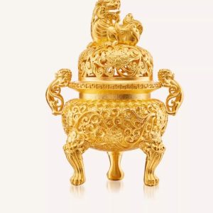 首頁產品 招財納福香爐擺件古法黃金足金999 擺件送禮53克